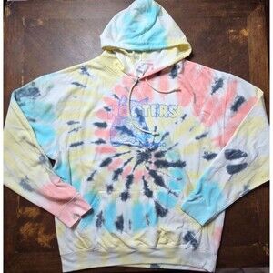 Hooters Pullover Sweater NEW Mens 2XL Tye-Dye Spiral Big Owl Logo Hoodie Pouch